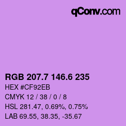 カラーコード: RGB 207.7 146.6 235 | qconv.com