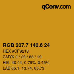 カラーコード: RGB 207.7 146.6 24 | qconv.com