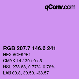 カラーコード: RGB 207.7 146.6 241 | qconv.com