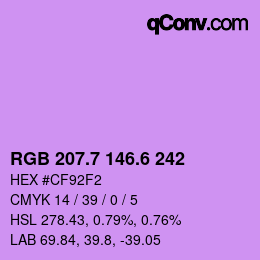 カラーコード: RGB 207.7 146.6 242 | qconv.com