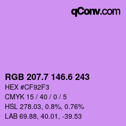 カラーコード: RGB 207.7 146.6 243 | qconv.com