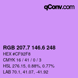 カラーコード: RGB 207.7 146.6 248 | qconv.com