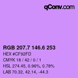 カラーコード: RGB 207.7 146.6 253 | qconv.com
