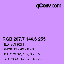 カラーコード: RGB 207.7 146.6 255 | qconv.com