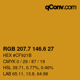 カラーコード: RGB 207.7 146.6 27 | qconv.com
