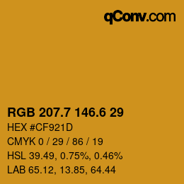 カラーコード: RGB 207.7 146.6 29 | qconv.com