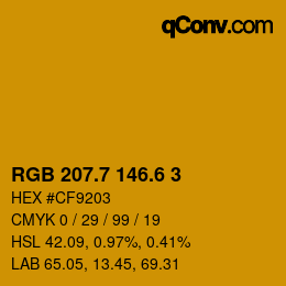 カラーコード: RGB 207.7 146.6 3 | qconv.com