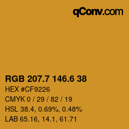 カラーコード: RGB 207.7 146.6 38 | qconv.com