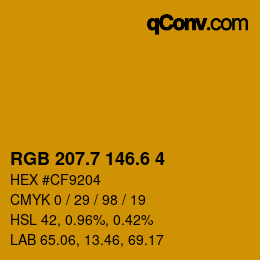 カラーコード: RGB 207.7 146.6 4 | qconv.com