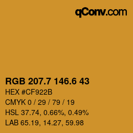 カラーコード: RGB 207.7 146.6 43 | qconv.com