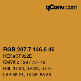 カラーコード: RGB 207.7 146.6 46 | qconv.com
