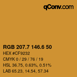 カラーコード: RGB 207.7 146.6 50 | qconv.com