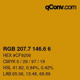 カラーコード: RGB 207.7 146.6 6 | qconv.com