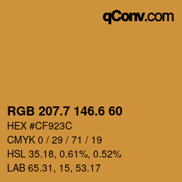 カラーコード: RGB 207.7 146.6 60 | qconv.com