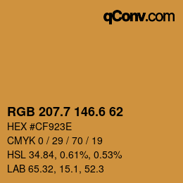 カラーコード: RGB 207.7 146.6 62 | qconv.com