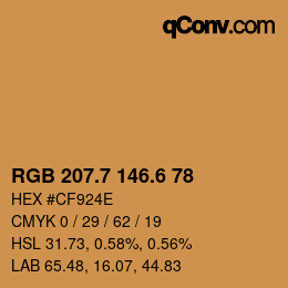 カラーコード: RGB 207.7 146.6 78 | qconv.com