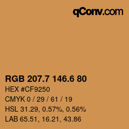 カラーコード: RGB 207.7 146.6 80 | qconv.com