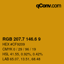 カラーコード: RGB 207.7 146.6 9 | qconv.com