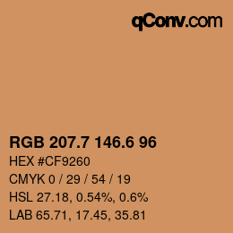 カラーコード: RGB 207.7 146.6 96 | qconv.com