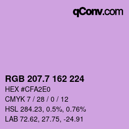 カラーコード: RGB 207.7 162 224 | qconv.com