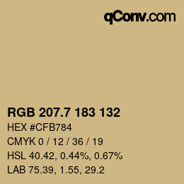 カラーコード: RGB 207.7 183 132 | qconv.com