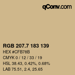 カラーコード: RGB 207.7 183 139 | qconv.com