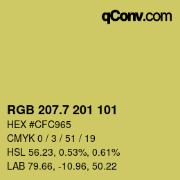 カラーコード: RGB 207.7 201 101 | qconv.com