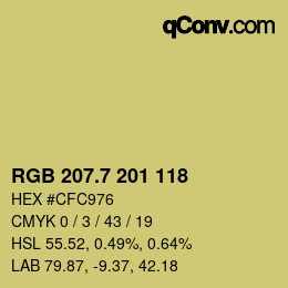 カラーコード: RGB 207.7 201 118 | qconv.com