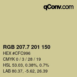 カラーコード: RGB 207.7 201 150 | qconv.com