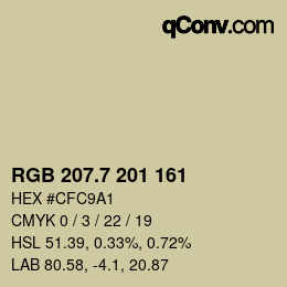 カラーコード: RGB 207.7 201 161 | qconv.com
