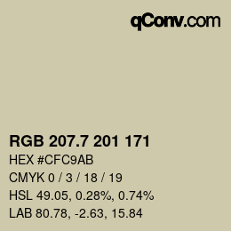 カラーコード: RGB 207.7 201 171 | qconv.com