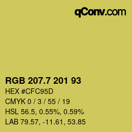 カラーコード: RGB 207.7 201 93 | qconv.com
