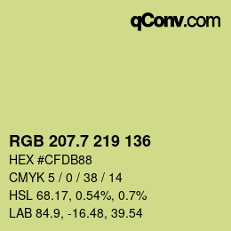 カラーコード: RGB 207.7 219 136 | qconv.com