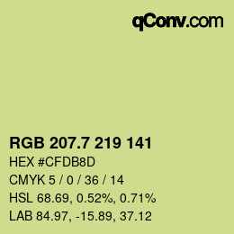 カラーコード: RGB 207.7 219 141 | qconv.com