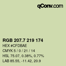 カラーコード: RGB 207.7 219 174 | qconv.com