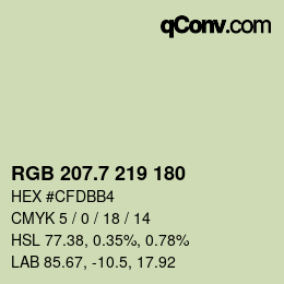 カラーコード: RGB 207.7 219 180 | qconv.com