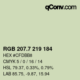 カラーコード: RGB 207.7 219 184 | qconv.com