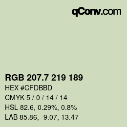 カラーコード: RGB 207.7 219 189 | qconv.com