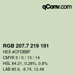 カラーコード: RGB 207.7 219 191 | qconv.com
