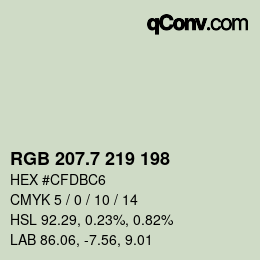 カラーコード: RGB 207.7 219 198 | qconv.com