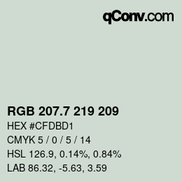 カラーコード: RGB 207.7 219 209 | qconv.com