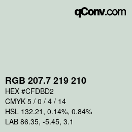 カラーコード: RGB 207.7 219 210 | qconv.com