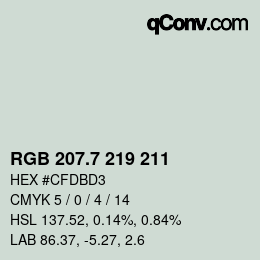 カラーコード: RGB 207.7 219 211 | qconv.com