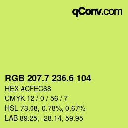 カラーコード: RGB 207.7 236.6 104 | qconv.com