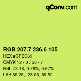 カラーコード: RGB 207.7 236.6 105 | qconv.com