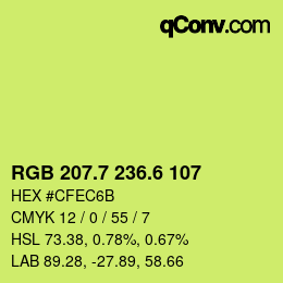 カラーコード: RGB 207.7 236.6 107 | qconv.com