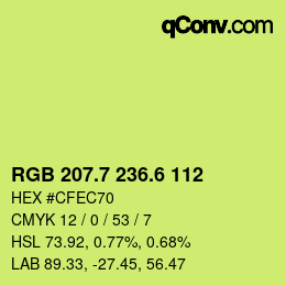 カラーコード: RGB 207.7 236.6 112 | qconv.com