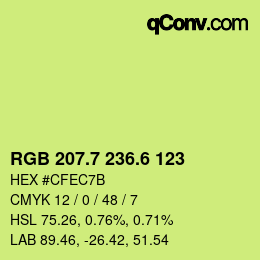 カラーコード: RGB 207.7 236.6 123 | qconv.com