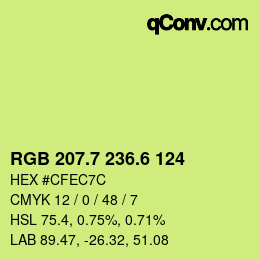 カラーコード: RGB 207.7 236.6 124 | qconv.com