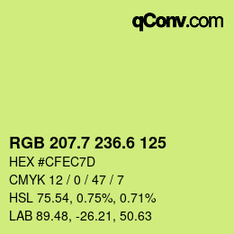カラーコード: RGB 207.7 236.6 125 | qconv.com